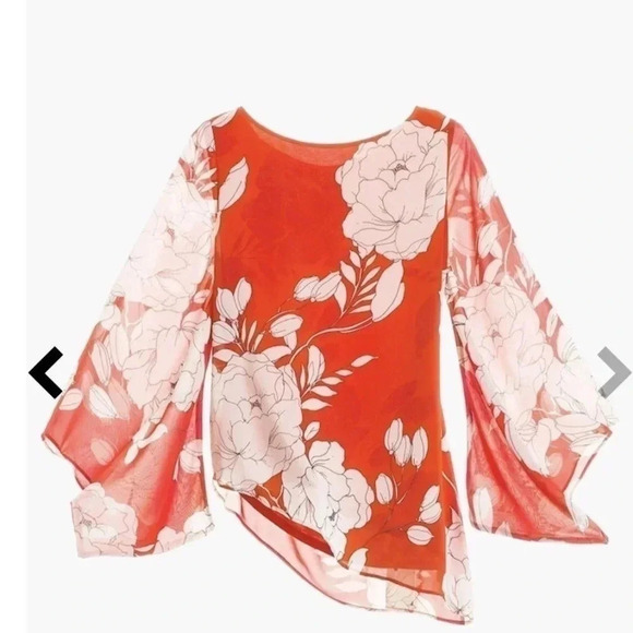 CHICO'S Asymmetrical Contemporary Floral Tunic Top - Picture 6 of 10